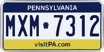 PA license plate MXM7312