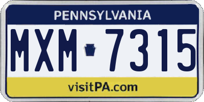 PA license plate MXM7315