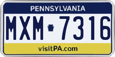 PA license plate MXM7316