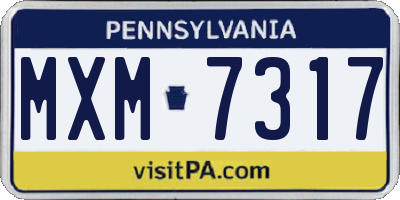 PA license plate MXM7317