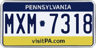 PA license plate MXM7318