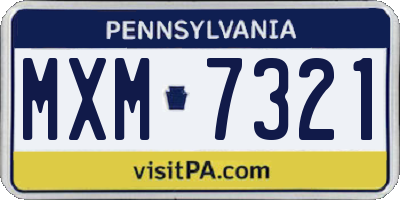 PA license plate MXM7321