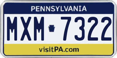 PA license plate MXM7322