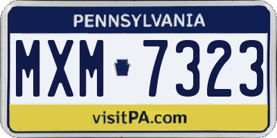 PA license plate MXM7323