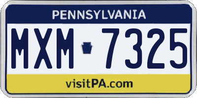 PA license plate MXM7325