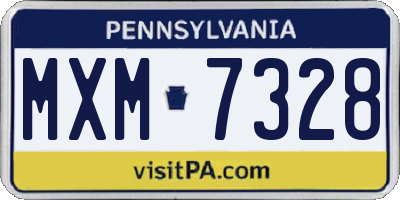 PA license plate MXM7328