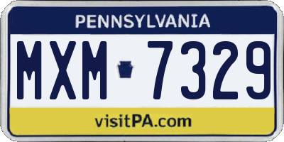 PA license plate MXM7329