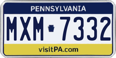PA license plate MXM7332