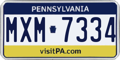 PA license plate MXM7334