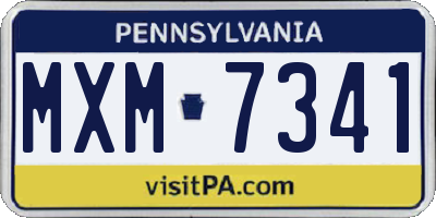 PA license plate MXM7341