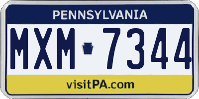 PA license plate MXM7344