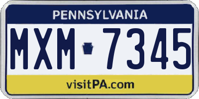 PA license plate MXM7345