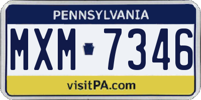 PA license plate MXM7346
