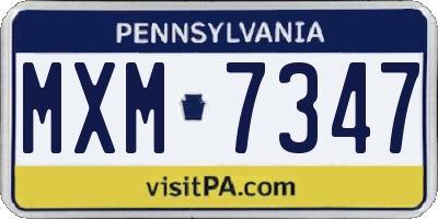 PA license plate MXM7347