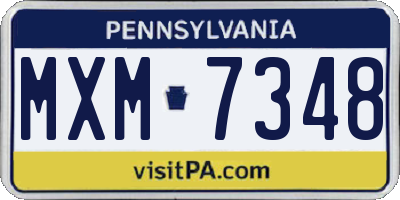 PA license plate MXM7348