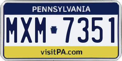 PA license plate MXM7351