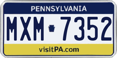 PA license plate MXM7352