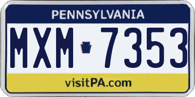PA license plate MXM7353