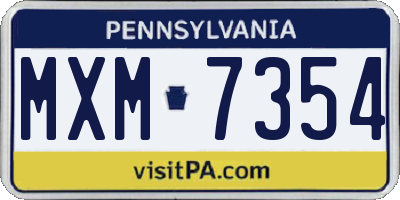 PA license plate MXM7354
