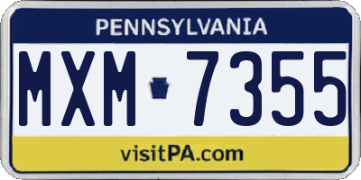 PA license plate MXM7355