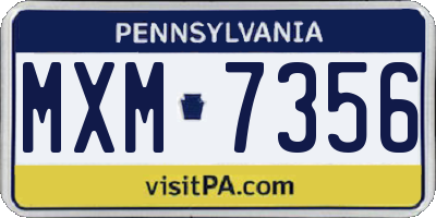PA license plate MXM7356