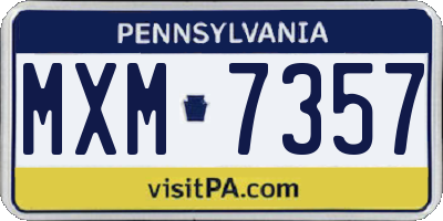 PA license plate MXM7357