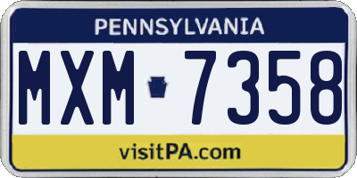 PA license plate MXM7358