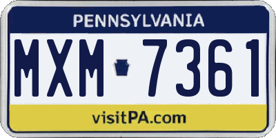 PA license plate MXM7361