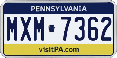 PA license plate MXM7362