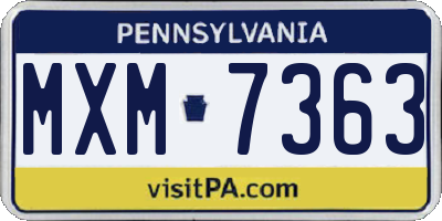 PA license plate MXM7363