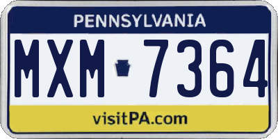 PA license plate MXM7364