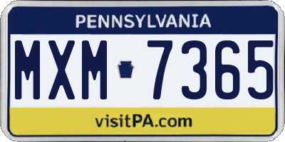 PA license plate MXM7365
