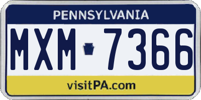 PA license plate MXM7366