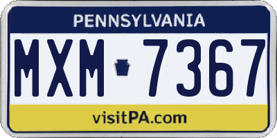PA license plate MXM7367