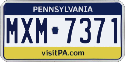 PA license plate MXM7371