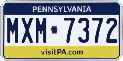 PA license plate MXM7372
