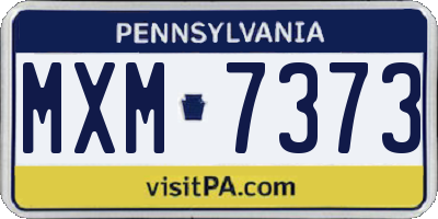 PA license plate MXM7373