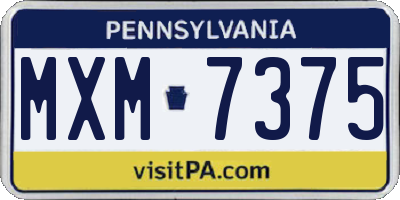PA license plate MXM7375