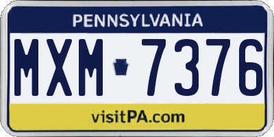 PA license plate MXM7376