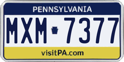 PA license plate MXM7377