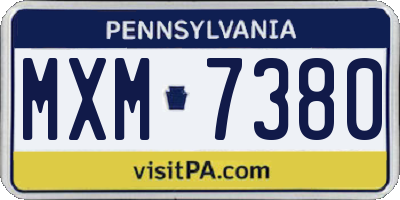 PA license plate MXM7380
