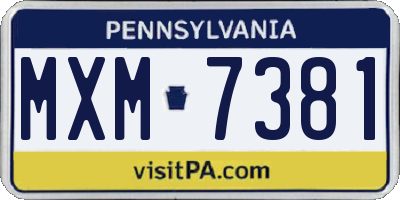 PA license plate MXM7381