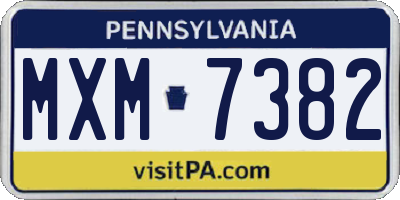 PA license plate MXM7382