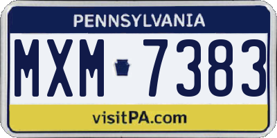 PA license plate MXM7383