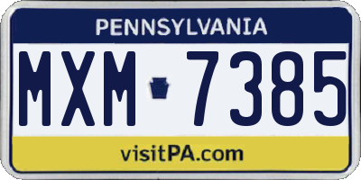 PA license plate MXM7385