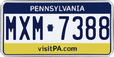 PA license plate MXM7388