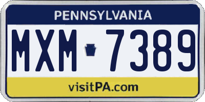PA license plate MXM7389