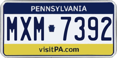PA license plate MXM7392