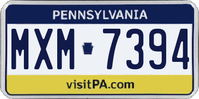 PA license plate MXM7394
