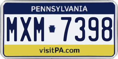 PA license plate MXM7398